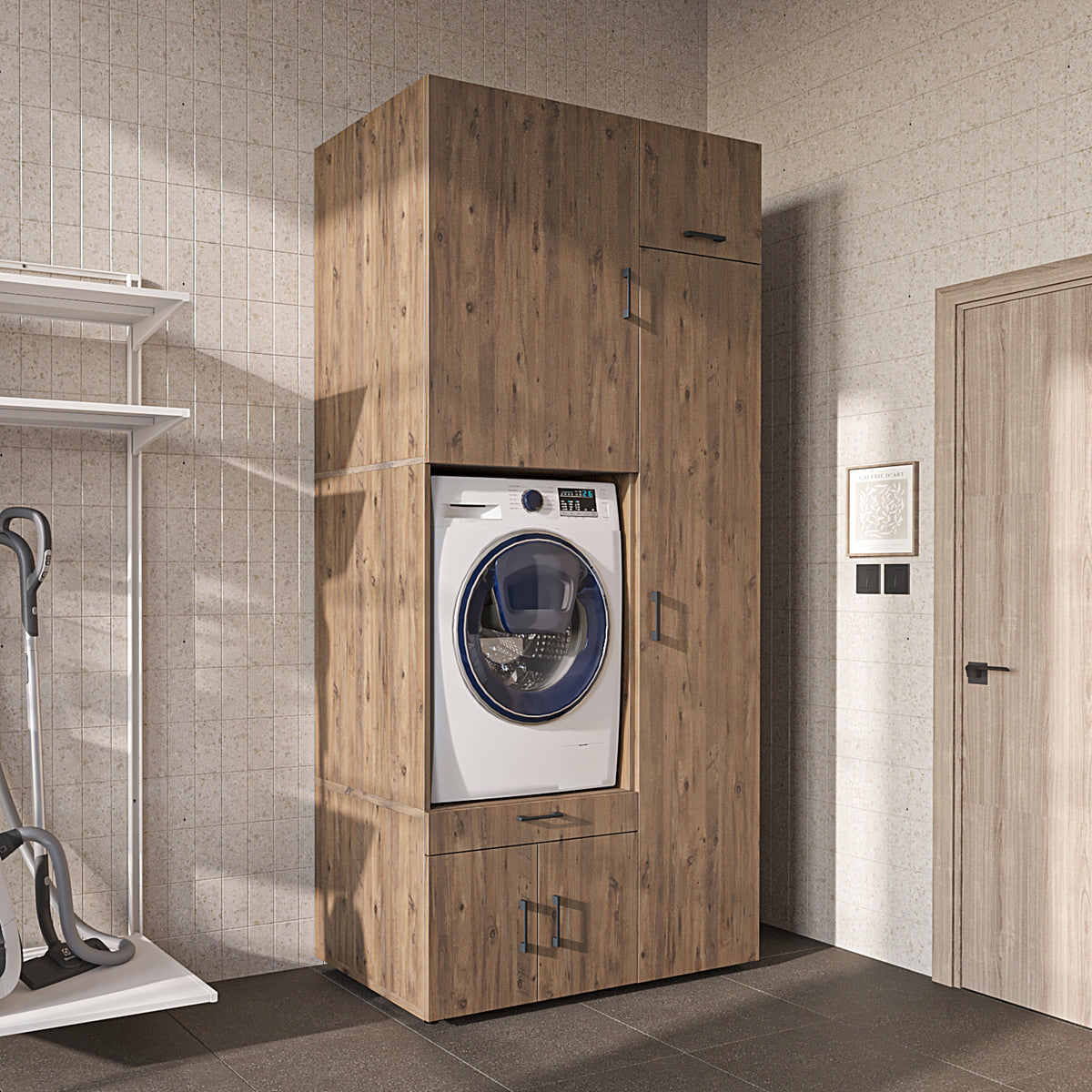 Roomart Waschmaschinenschrank SERIE 3 112 cm, Eiche, 240 cm hoch