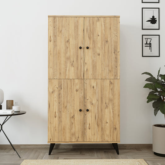 Roomart multifunctionele kast RETRA-II, 165 cm, met deuren en 4 vakken, in eiken