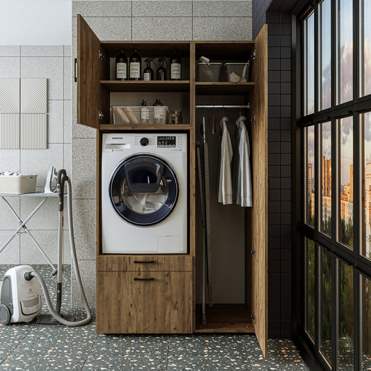 Roomart wasmachinekast SERIE 2, 112 cm, met hoge kast en uittrekplank, in 3 kleuren