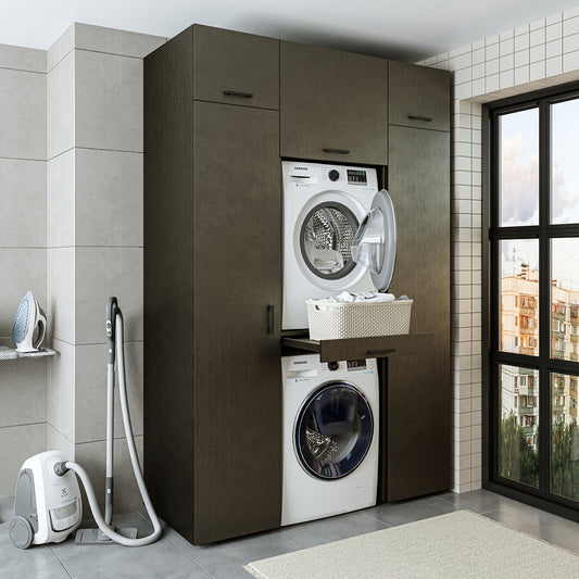 Roomart wasmachinekast 157 cm, voor 2 apparaten met 2 hoge kasten, in 3 kleuren