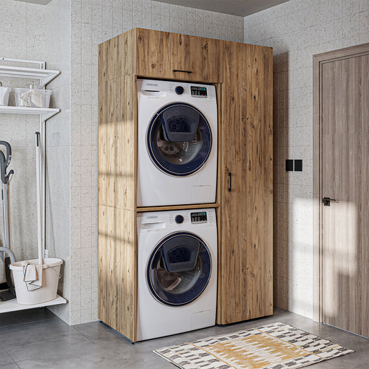 Roomart wasmachinekast DUO-I, 112 cm, voor 2 apparaten met hoge kast, in 2 kleuren