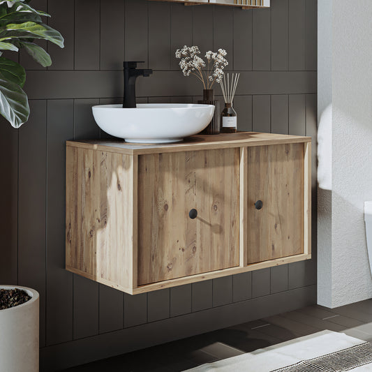 Roomart Badezimmermöbel GUSTO 75 cm – Keramik Waschbecken &/oder Unterschrank – Modernes Design – Varianten wählbar – Eiche oder Weiß - badezimmerschrank, waschbecken, badezimmermöbel, badschrank, badezimmer, mit, unterschrank, badmöbel, set, waschtisch,