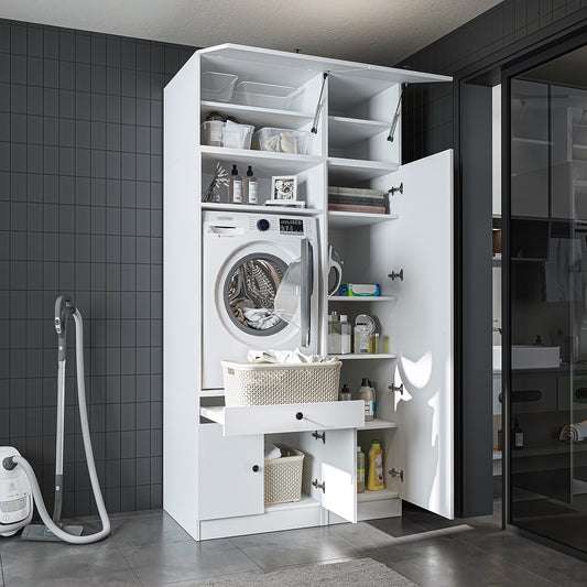 Roomart wasmachinekast SERIE 3, 112 cm, met hoge kast en uittrekbaar blad, in 3 kleuren