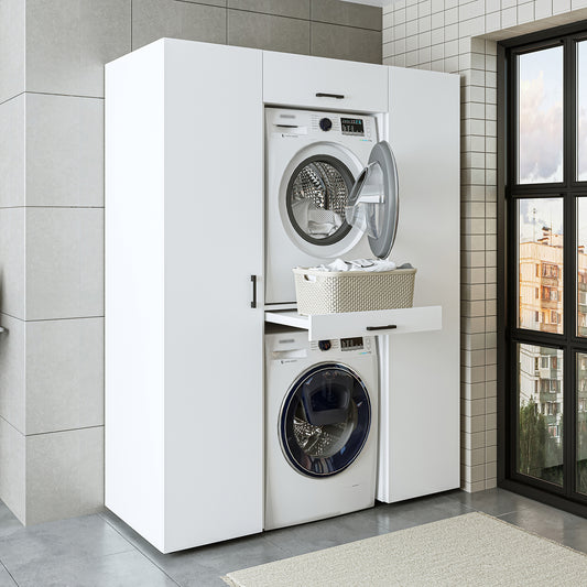 Roomart kastwand DUO-I, 157 cm, wasmachine en droger boven elkaar, in 3 kleuren