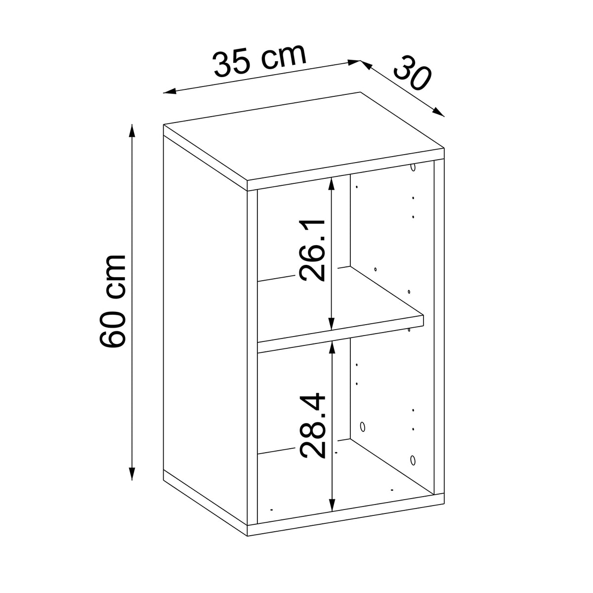 Maßzeichnung Badmöbel-Set GUSTO, Unterschrank ca. 75 x 45 x 45 cm
