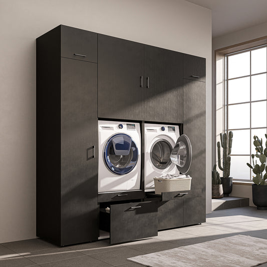 Roomart wasmachinekast SERIE 2 met 2 hoge kasten, 254 cm, in 3 kleuren