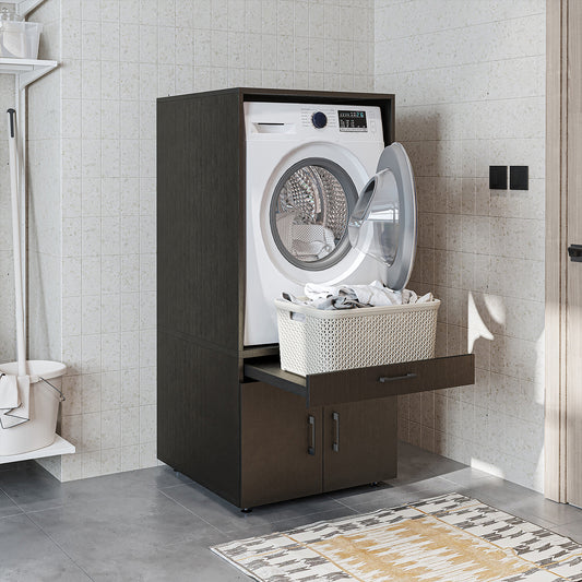 Roomart wasmachinekast 67 cm met uittrekplateau en lade, in 3 kleuren