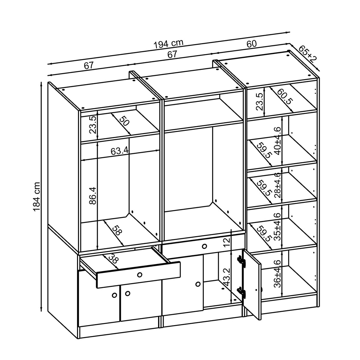 Roomart Schrankwand für Waschküche & Hauswirtschaftsraum, in 3 Farben, Mit Ausziehbrett • Weiß • Schwarz eiche - waschmaschinenschrank, waschmaschinenregal, waschturm, schrank, weiß, waschmaschinen, unterschrank, waschmaschine, trockner, haushaltsschrank,