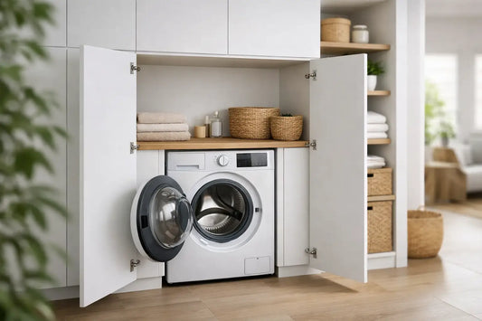Waschmaschine mit Schrank umbauen - so passt es