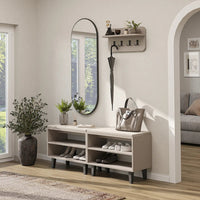 Roomart 4-teiliges Garderobenset NORD, mit 2 offenen Sitzbänken, Wandgarderobe und ovalem Spiegel, in 2 Farben