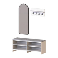 Roomart 3-teiliges Garderobenset LENA, mit Sitzbank 120 cm, Wandgarderobe und Bogenspiegel, in 2 Farben
