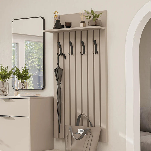 Roomart Garderobenpaneel NORD, 130 cm, mit 4 Doppelhaken und Hutablage, in 2 Farben