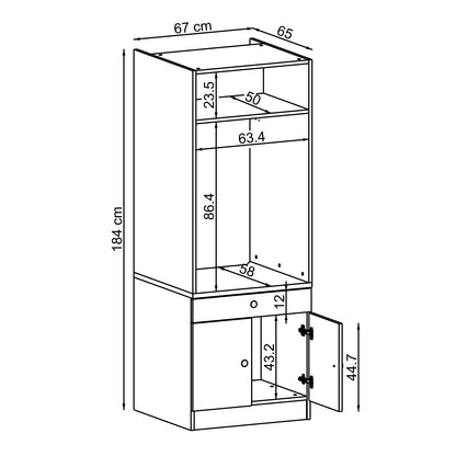 Roomart Waschmaschinenschrank mit Ausziehbrett • Weiß • Eiche • Schwarz eiche - waschmaschinenschrank, waschmaschinenregal, waschturm, schrank, weiß, waschmaschinen, unterschrank, waschmaschine, trockner, haushaltsschrank, schränke, badschrank, hochschran