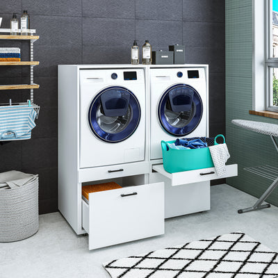 Roomart wasmachinekast SERIE 2, 134 cm, dubbele kast voor twee apparaten met lades, in 3 kleuren