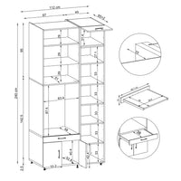 Roomart Waschmaschinenschrank SERIE 3 112 cm, Schwarz-Eiche, 240 cm hoch, technische Zeichnung