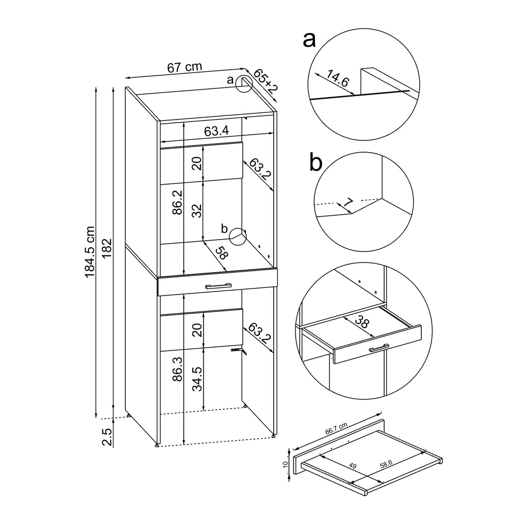 Roomart wasmachinekast DUO-I, 67 cm, voor wasmachine en droger