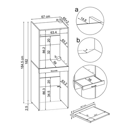 Roomart wasmachinekast DUO-I, 67 cm, voor wasmachine en droger