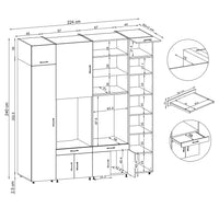 Roomart Waschmaschinenschrank SERIE 3 224 cm, Weiß, 240 cm hoch, technische Zeichnung
