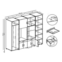 Roomart Waschmaschinenschrank SERIE 3 254 cm, Eiche, 205 cm hoch, technische Zeichnung