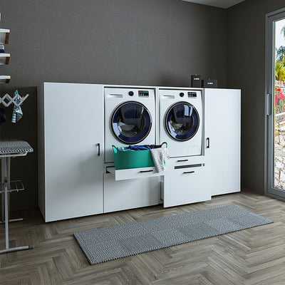 Roomart wasmachinekast SERIE 2, 254 cm, kastenwand voor twee apparaten, in 2 kleuren