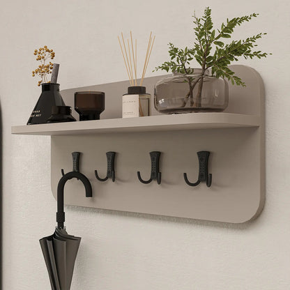 Roomart 4-teiliges Garderobenset NORD, mit 2 offenen Sitzbänken, Wandgarderobe und ovalem Spiegel, in 2 Farben