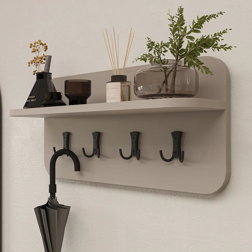 Roomart 4-teiliges Garderobenset NORD, mit 2 offenen Sitzbänken, Wandgarderobe und ovalem Spiegel, in 2 Farben