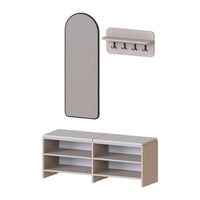 Roomart 3-teiliges Garderobenset LENA, mit Sitzbank 120 cm, Wandgarderobe und Bogenspiegel, in 2 Farben