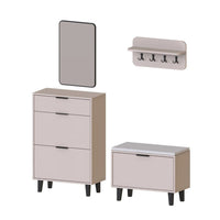 Roomart 4-teiliges Garderobenset NORD, mit Schuhschrank, Sitzbank mit Schuhklappe, Wandgarderobe und Spiegel, in 2 Farben