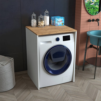 Roomart, Badezimmer Atlantic, Waschmaschinenschrank, Badezimmerschrank BHT: 65 x 90 x 60 cm, in Weiß-Eiche, Anthrazit Eiche- badezimmerschrank, waschbecken, badezimmermöbel, badschrank, badezimmer, mit, unterschrank, badmöbel, set, waschtisch, möbel, bade