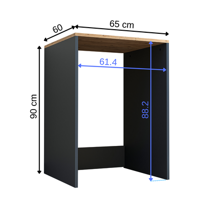 Roomart, Badezimmer Atlantic, Waschmaschinenschrank, Badezimmerschrank BHT: 65 x 90 x 60 cm, in Weiß-Eiche, Anthrazit Eiche- badezimmerschrank, waschbecken, badezimmermöbel, badschrank, badezimmer, mit, unterschrank, badmöbel, set, waschtisch, möbel, bade