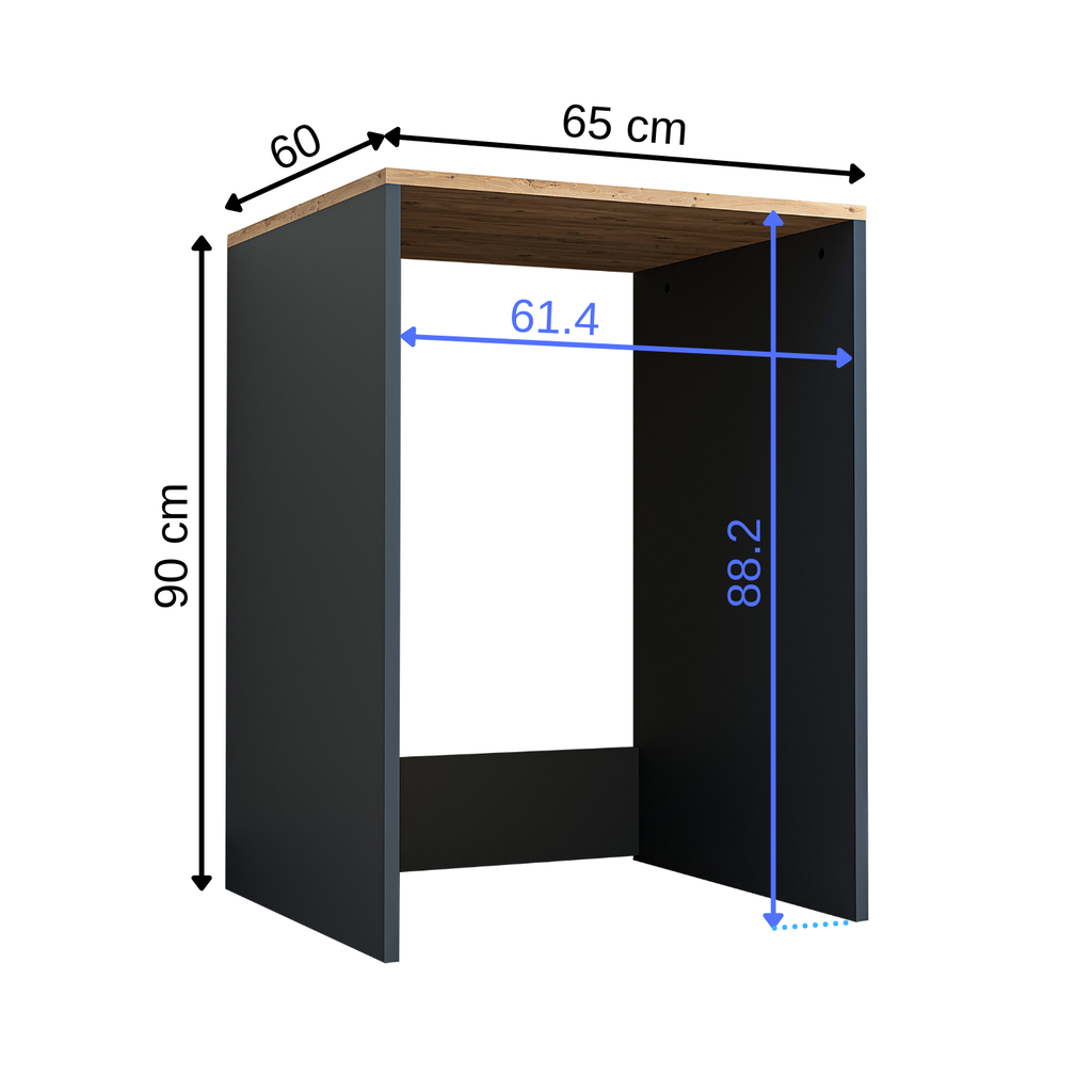 Roomart, Badezimmer Atlantic, Waschmaschinenschrank, Badezimmerschrank BHT: 65 x 90 x 60 cm, in Weiß-Eiche, Anthrazit Eiche- badezimmerschrank, waschbecken, badezimmermöbel, badschrank, badezimmer, mit, unterschrank, badmöbel, set, waschtisch, möbel, bade