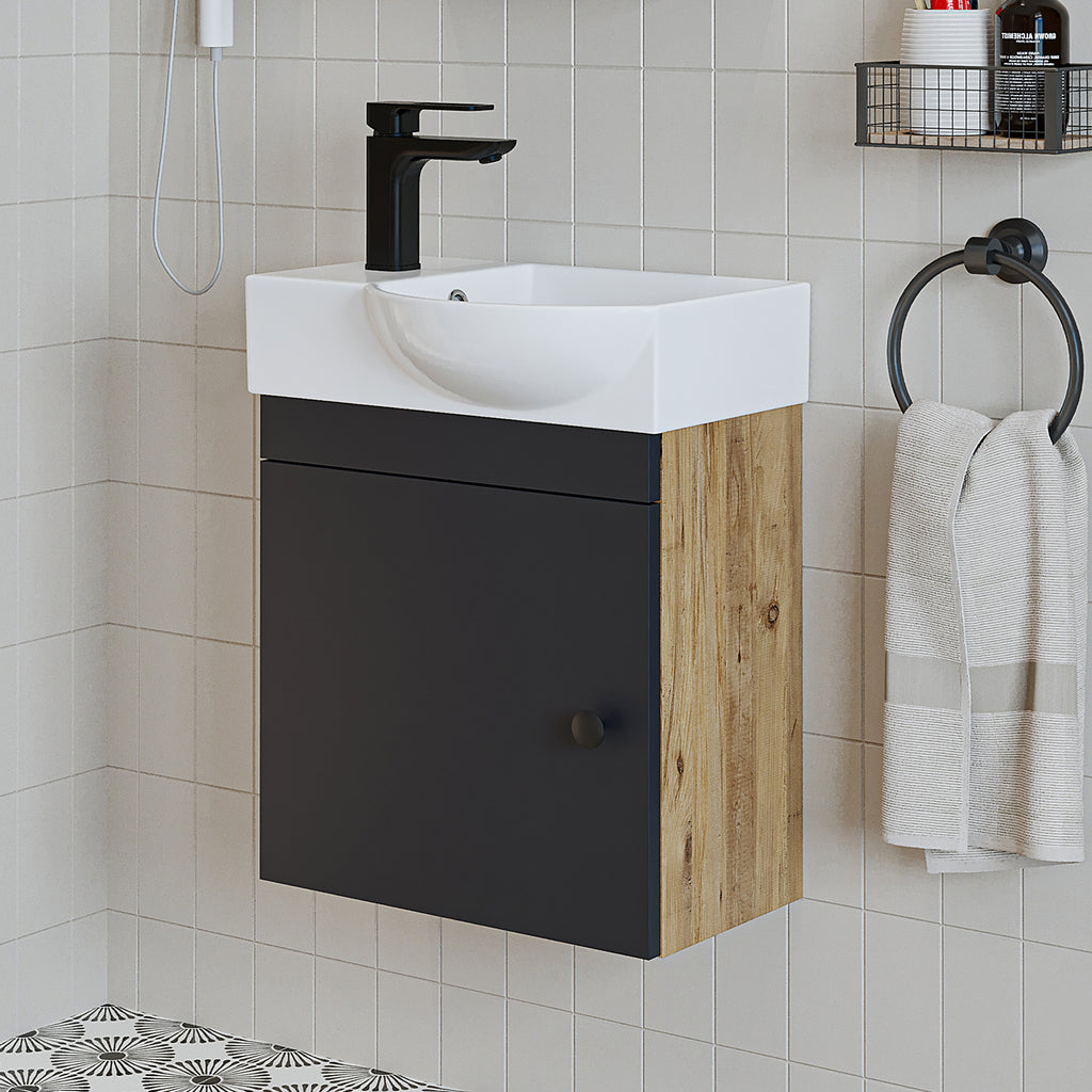 Roomart wastafelonderkast PUNTO, 46,5 cm, kraangat links, in 4 kleuren