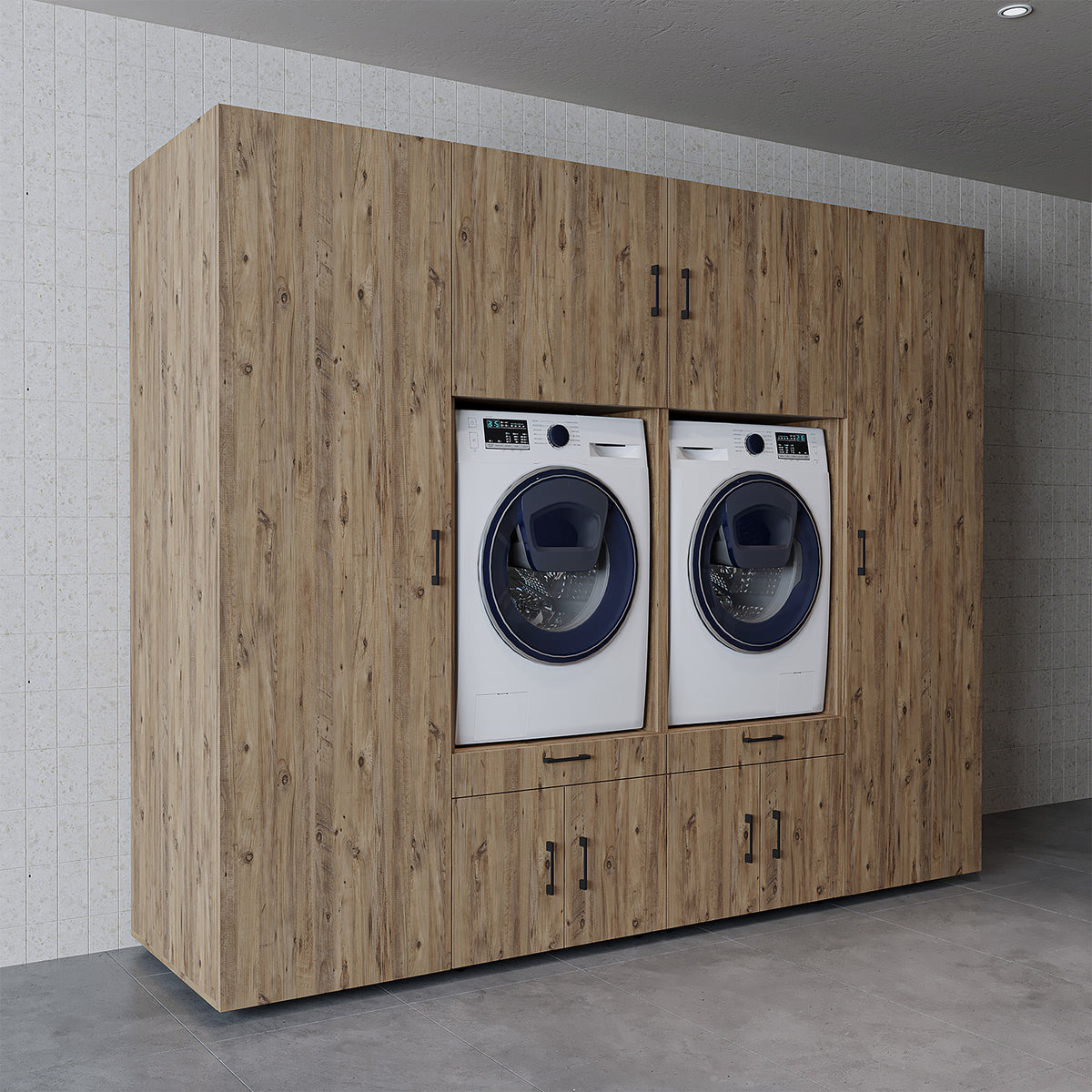Roomart Waschmaschinenschrank SERIE 3 254 cm, Eiche, 205 cm hoch