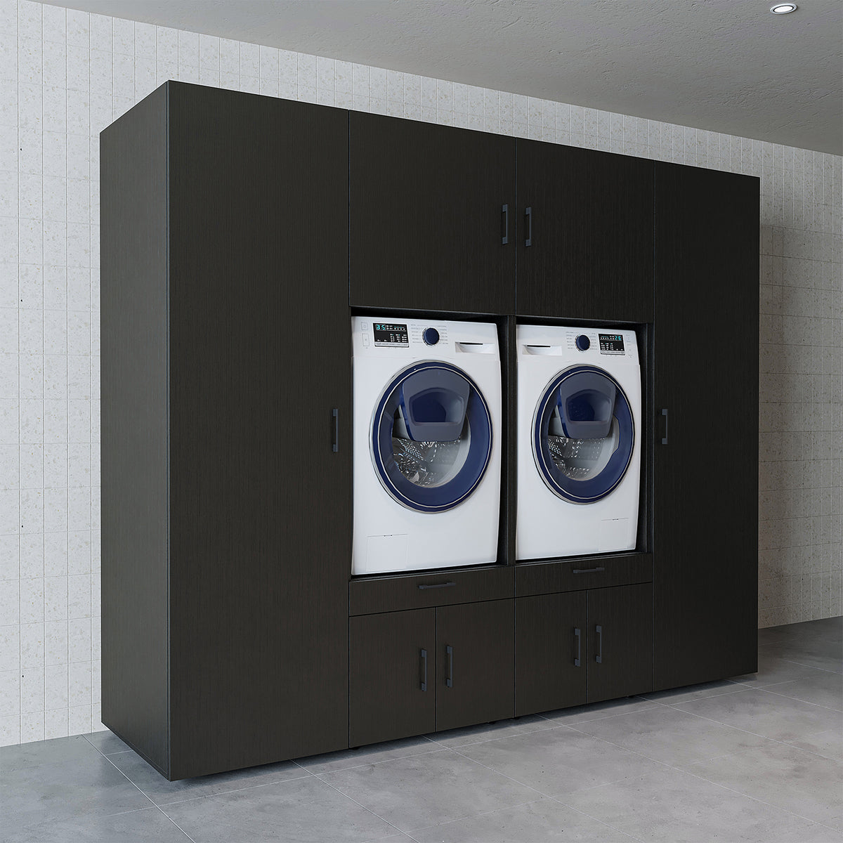 Roomart Waschmaschinenschrank SERIE 3 254 cm, Schwarz-Eiche, 205 cm hoch