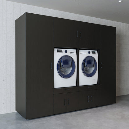 Roomart Waschmaschinenschrank SERIE 3 254 cm, Schwarz-Eiche, 205 cm hoch