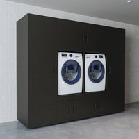 Roomart Waschmaschinenschrank SERIE 3 254 cm, Schwarz-Eiche, 205 cm hoch