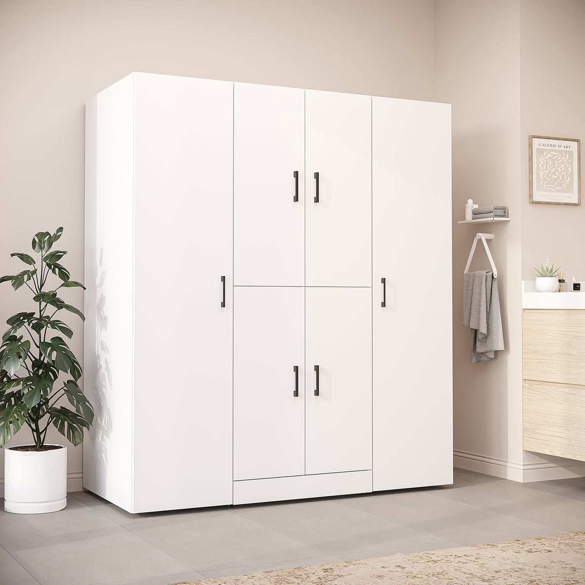 Roomart Waschmaschinenschrank DORA-I 160 cm, Weiß, 186 cm hoch