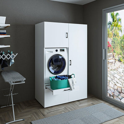 Roomart wasmachinekast SERIE 2, 127 cm, met hoge kast en uittrekplank, in 3 kleuren