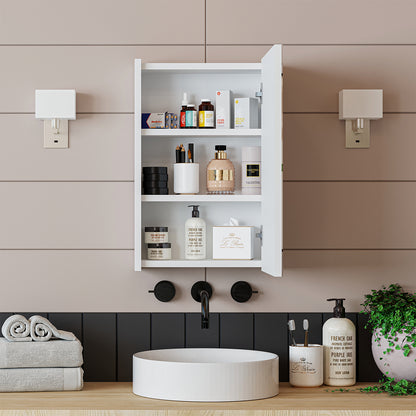 Roomart Badezimmerspiegelschrank "Punto“ – moderner, kompakter 40 cm Badschrank mit Spiegel – in Weiß oder Eiche -  badezimmerspiegelschrank, mirror, lichtschalter, badspiegelschrank, geringe, tiefe, schiebetür, steckdose, eckspiegelschrank, smarter, badh