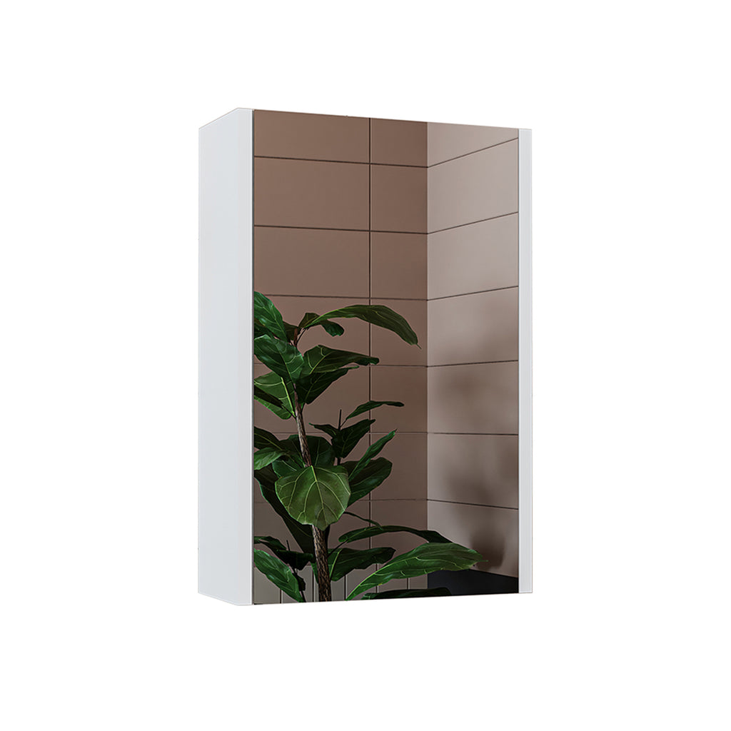Roomart Badezimmerspiegelschrank "Punto“ – moderner, kompakter 40 cm Badschrank mit Spiegel – in Weiß oder Eiche -  badezimmerspiegelschrank, mirror, lichtschalter, badspiegelschrank, geringe, tiefe, schiebetür, steckdose, eckspiegelschrank, smarter, badh