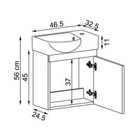 Roomart wastafelonderkast PUNTO, 46,5 cm, met keramische wastafel, in 4 kleuren