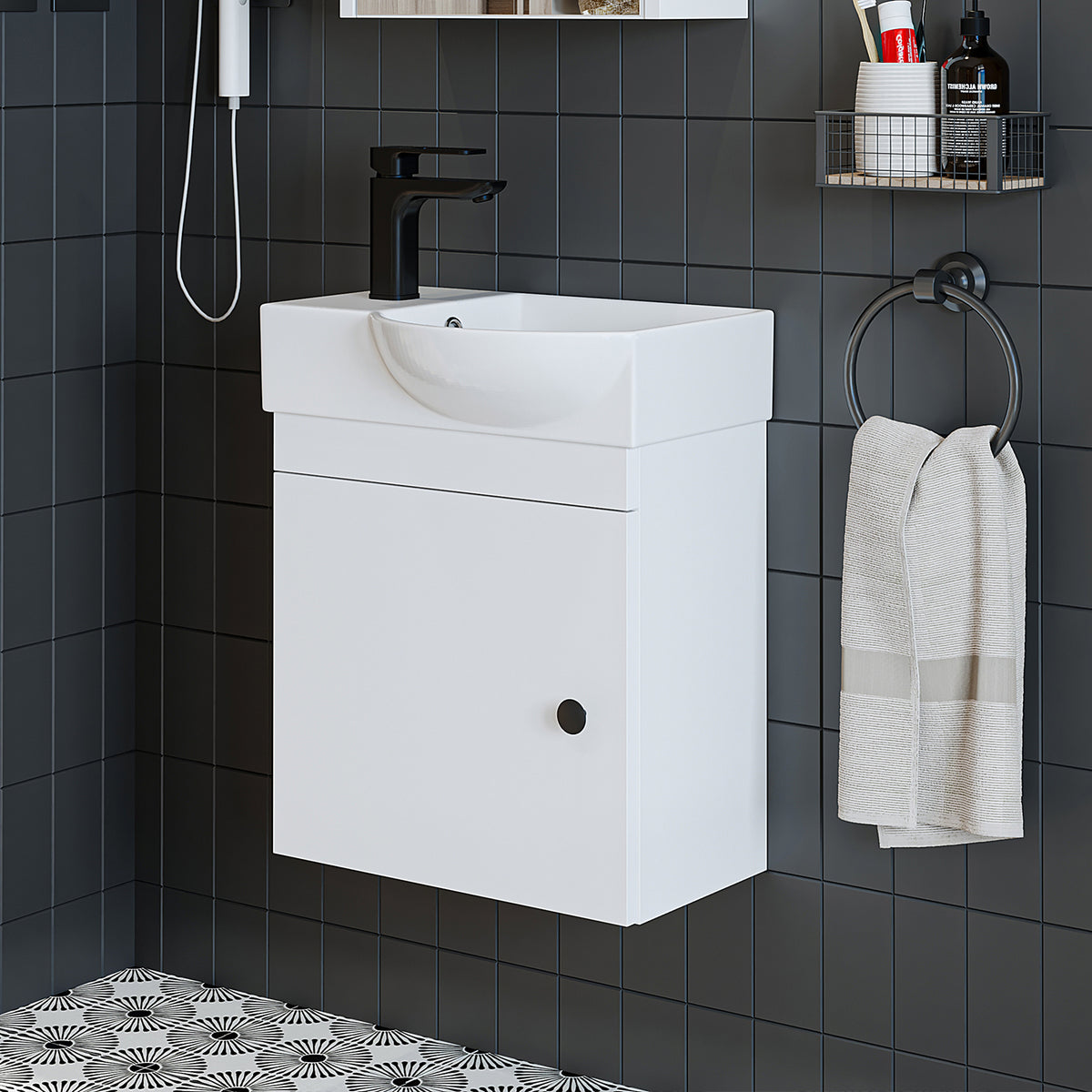 Roomart wastafelonderkast PUNTO, 46,5 cm, kraangat links, in 4 kleuren