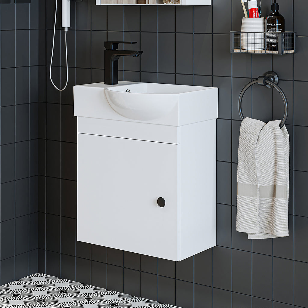 Roomart wastafelonderkast PUNTO, 46,5 cm, kraangat links, in 4 kleuren