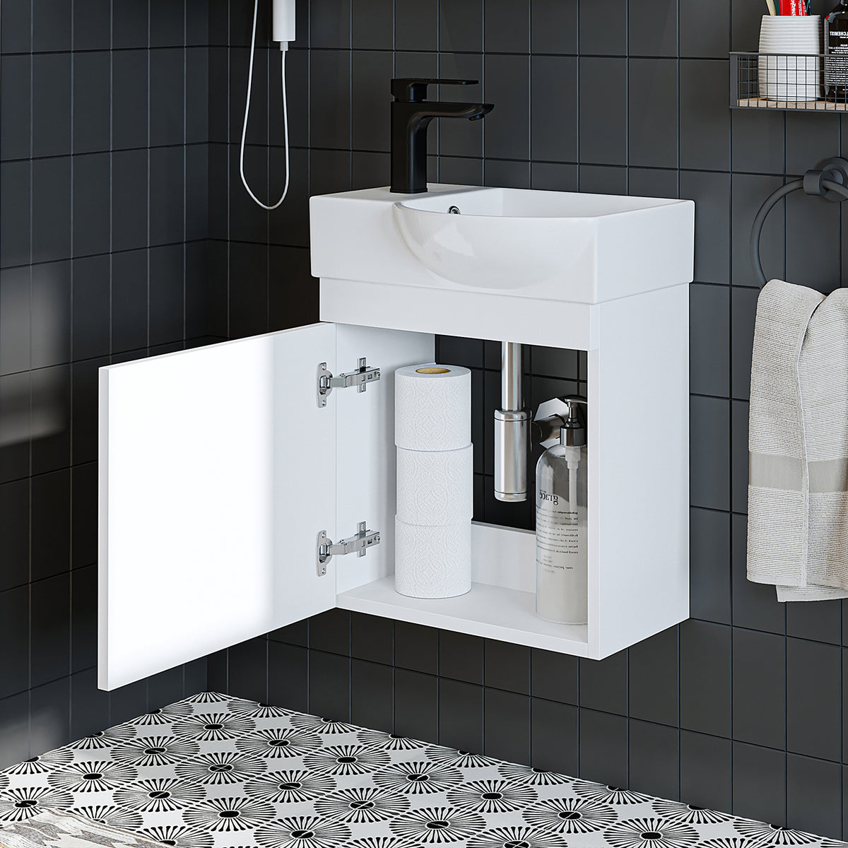 Roomart wastafelonderkast PUNTO, 46,5 cm, kraangat links, in 4 kleuren