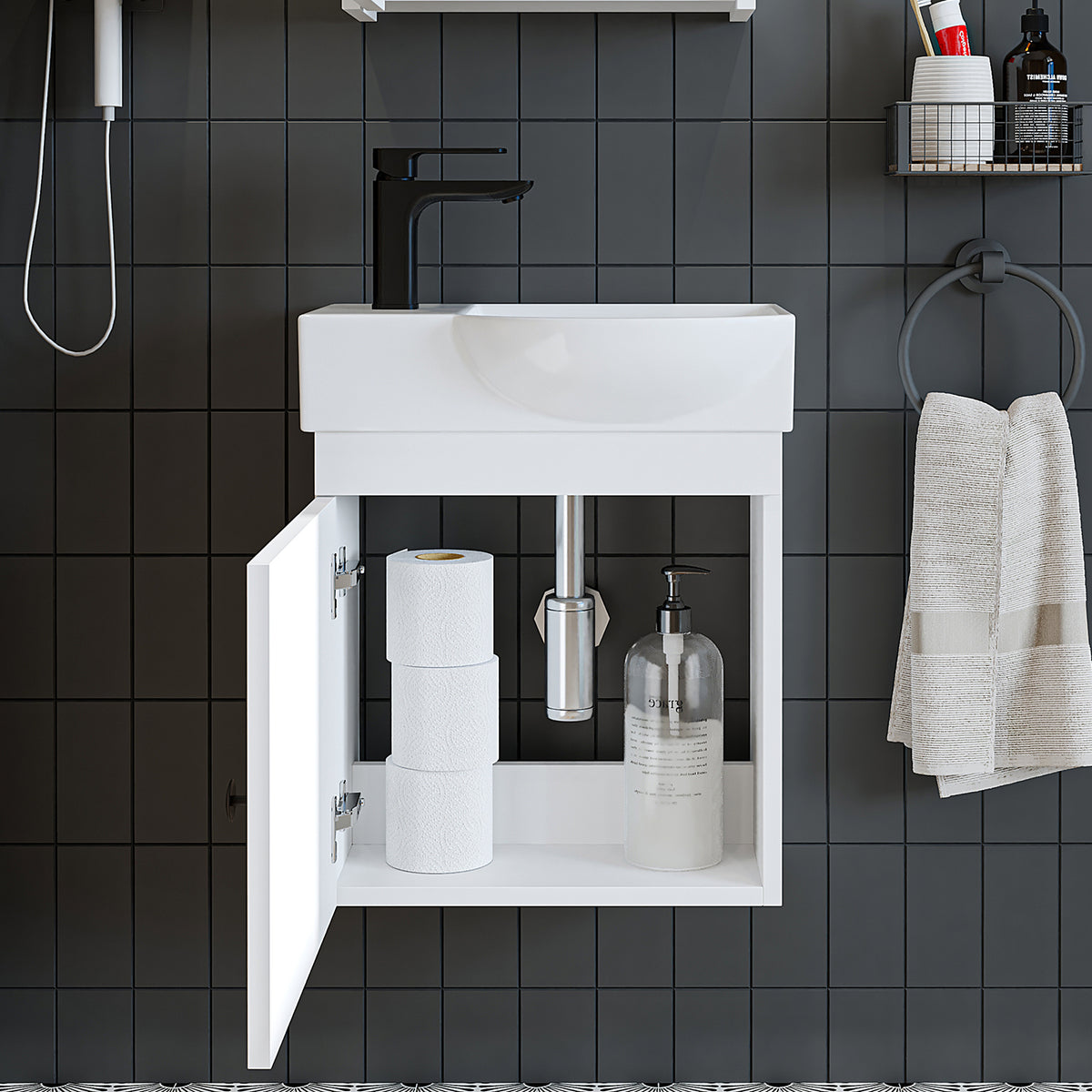 Badmöbelset • PUNTO • Unterschrank mit Waschbecken • Badezimmer Möbel • Gäste WC - badezimmerschrank, waschbecken, badezimmermöbel, badschrank, badezimmer, mit, unterschrank, badmöbel, set, waschtisch, möbel, badezimmermãbel, bad, badezimmerschränke, schm