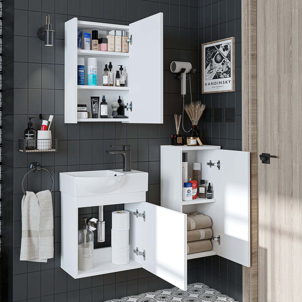 Badmöbelset • PUNTO • Unterschrank mit Waschbecken • Badezimmer Möbel • Gäste WC - badezimmerschrank, waschbecken, badezimmermöbel, badschrank, badezimmer, mit, unterschrank, badmöbel, set, waschtisch, möbel, badezimmermãbel, bad, badezimmerschränke, schm