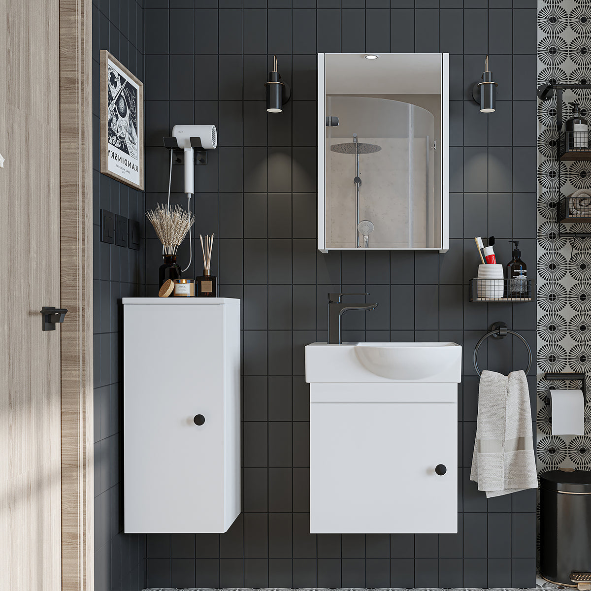 Badmöbelset • PUNTO • Unterschrank mit Waschbecken • Badezimmer Möbel • Gäste WC - badezimmerschrank, waschbecken, badezimmermöbel, badschrank, badezimmer, mit, unterschrank, badmöbel, set, waschtisch, möbel, badezimmermãbel, bad, badezimmerschränke, schm