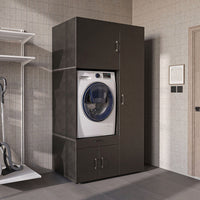 Roomart Waschmaschinenschrank SERIE 3 112 cm, Schwarz-Eiche, 205 cm hoch