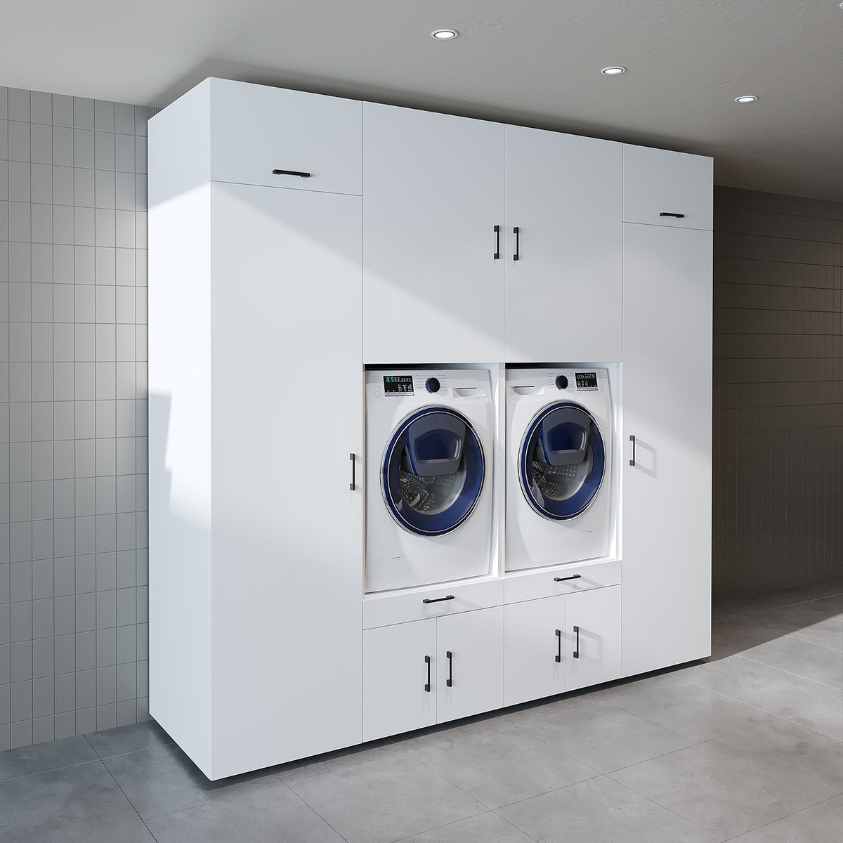 Roomart Waschmaschinenschrank SERIE 3 254 cm, Weiß, 240 cm hoch
