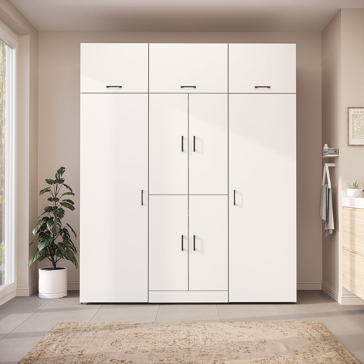 Roomart Waschmaschinenschrank DORA-I 190 cm, Weiß Eiche, 230 cm hoch, Bild 2